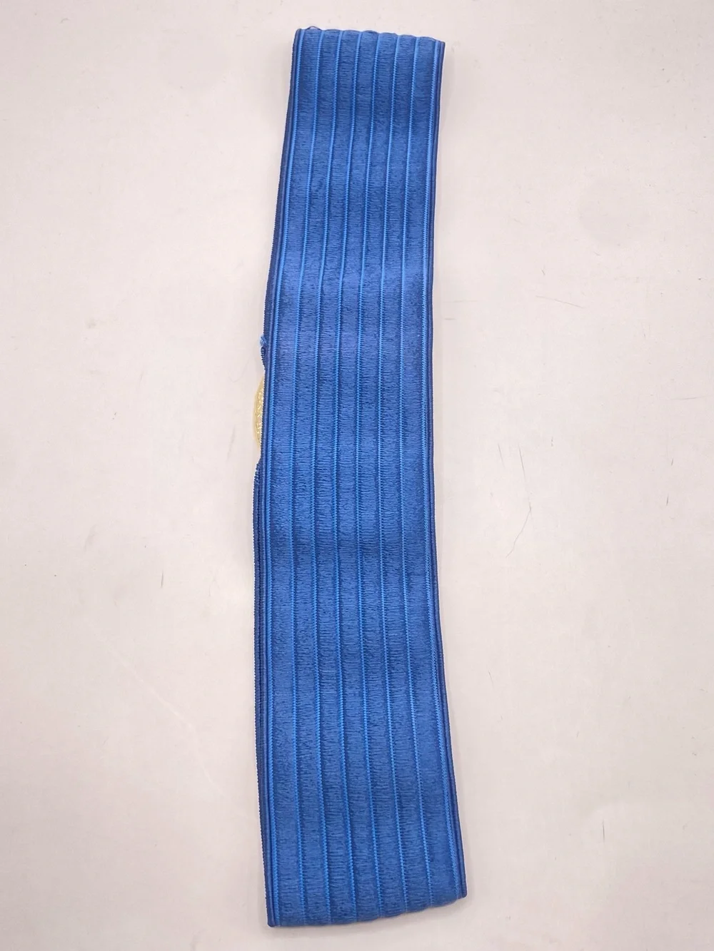 Vtg 80s Blue White Enamel Flower Belt Gold Interlocking Buckle Elastic Cinch
